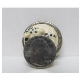 Round Sterling Silver Brooch Pendant w/Carved Mother & Child Giraffe