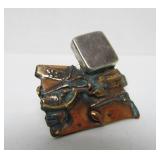 Brutalist Vintage Sterling Silver, Copper & Bronze Brooch by Duke Klassen