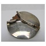 Sculptural Modernist Sterling Silver & Copper Brooch