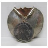 Sculptural Modernist Sterling Silver & Copper Brooch