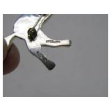 Signed Native American Sterling Silver Horse Brooch Pendant w/Jet Stone & Opal