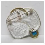 Excellent Signed Vintage West German Modernist Sterling Silver Brooch Pendant
