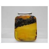 Large Sterling Silver & Amber Pendant