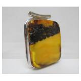 Large Sterling Silver & Amber Pendant