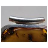 Large Sterling Silver & Amber Pendant