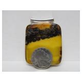 Large Sterling Silver & Amber Pendant
