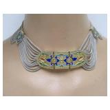 Outstanding Sterling Silver Enameled Necklace & Bracelet Set