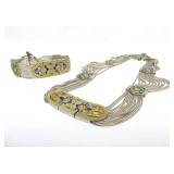 Outstanding Sterling Silver Enameled Necklace & Bracelet Set