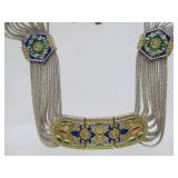 Outstanding Sterling Silver Enameled Necklace & Bracelet Set