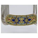 Outstanding Sterling Silver Enameled Necklace & Bracelet Set