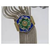 Outstanding Sterling Silver Enameled Necklace & Bracelet Set