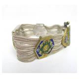 Outstanding Sterling Silver Enameled Necklace & Bracelet Set