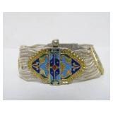 Outstanding Sterling Silver Enameled Necklace & Bracelet Set