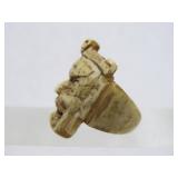 Antique Carved Bone Tibetan Mahakala Mask Ring