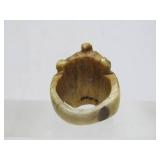 Antique Carved Bone Tibetan Mahakala Mask Ring