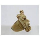 Antique Carved Bone Tibetan Mahakala Mask Ring