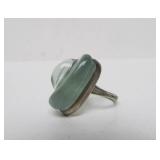 Wonderful Signed Sterling Silver BURLE MARX "Forma Livre" Carved Stone Ring