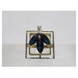 Lovely Designer 14K Gold Ring w/Blue Sapphires & Diamonds