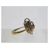 Lovely Designer 14K Gold Ring w/Blue Sapphires & Diamonds