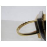 Lovely Designer 14K Gold Ring w/Blue Sapphires & Diamonds