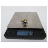 Lovely Designer 14K Gold Ring w/Blue Sapphires & Diamonds