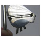 Sculptural Modernist Sterling Silver Brooch Black Brecciated Jasper by Stone Metal Studio