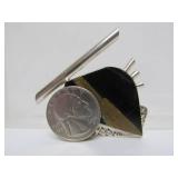 Sculptural Modernist Sterling Silver Brooch Black Brecciated Jasper by Stone Metal Studio