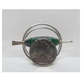 Elegant Sculptural Sterling Silver Pendant w/Malachite