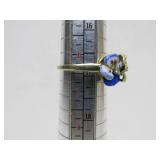 Lovely Signed 14K Gold Ring w/Enameled Flowers & Diamonds - Size 6.5