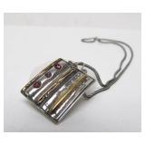 Exceptional Sterling Silver & Gold Pendant Necklace w/Gemstones