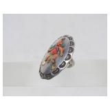 Old Vintage Inlaid Native American Sterling Silver Ring