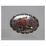 Old Vintage Inlaid Native American Sterling Silver Ring