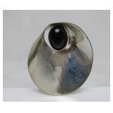 Large Vintage Taxco Sculptural Sterling Silver Brooch w/Onyx