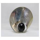 Large Vintage Taxco Sculptural Sterling Silver Brooch w/Onyx