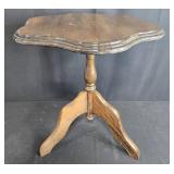 Vintage Wooden Accent Table with Scalloped Edge