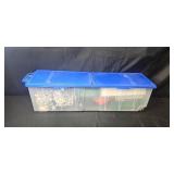 Holiday Decor Collection with Ornaments and String Lights in Storage Bin