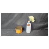 Home Decor Lot with 2 Wall Clocks, Ceramic Canisters, Candles, and Vase