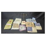 Collection of Assorted Kitchen and Decorative Towels, Doilies, and Stand