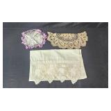 Collection of Assorted Kitchen and Decorative Towels, Doilies, and Stand