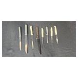 Vintage Flatware and Knife Set with Wooden Organizer, Silverplate Creamer and Wicker Basket