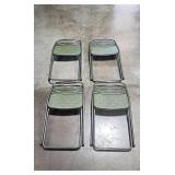 Set of 4 Vintage Green Metal Folding Chairs