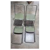 Set of 4 Vintage Green Metal Folding Chairs