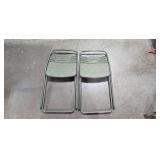 Set of 4 Vintage Green Metal Folding Chairs