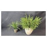 Home Decor Group with Plant Stand, Small Table Lamp, and Artificial Plants