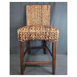Woven Seagrass Bar Stool with Wooden Legs