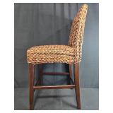 Woven Seagrass Bar Stool with Wooden Legs