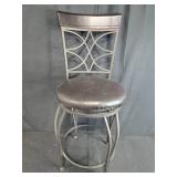 Metal and Faux Leather Swivel Bar Stool with Backrest