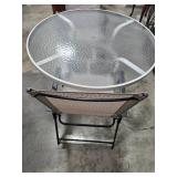 Glass Top Patio Table with 2 Mesh Chairs, 47 Inch Diameter