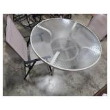 Glass Top Patio Table with 2 Mesh Chairs, 47 Inch Diameter