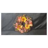 Fall Floral Wreath with Pinecones and Decorative String Art Christmas Tree